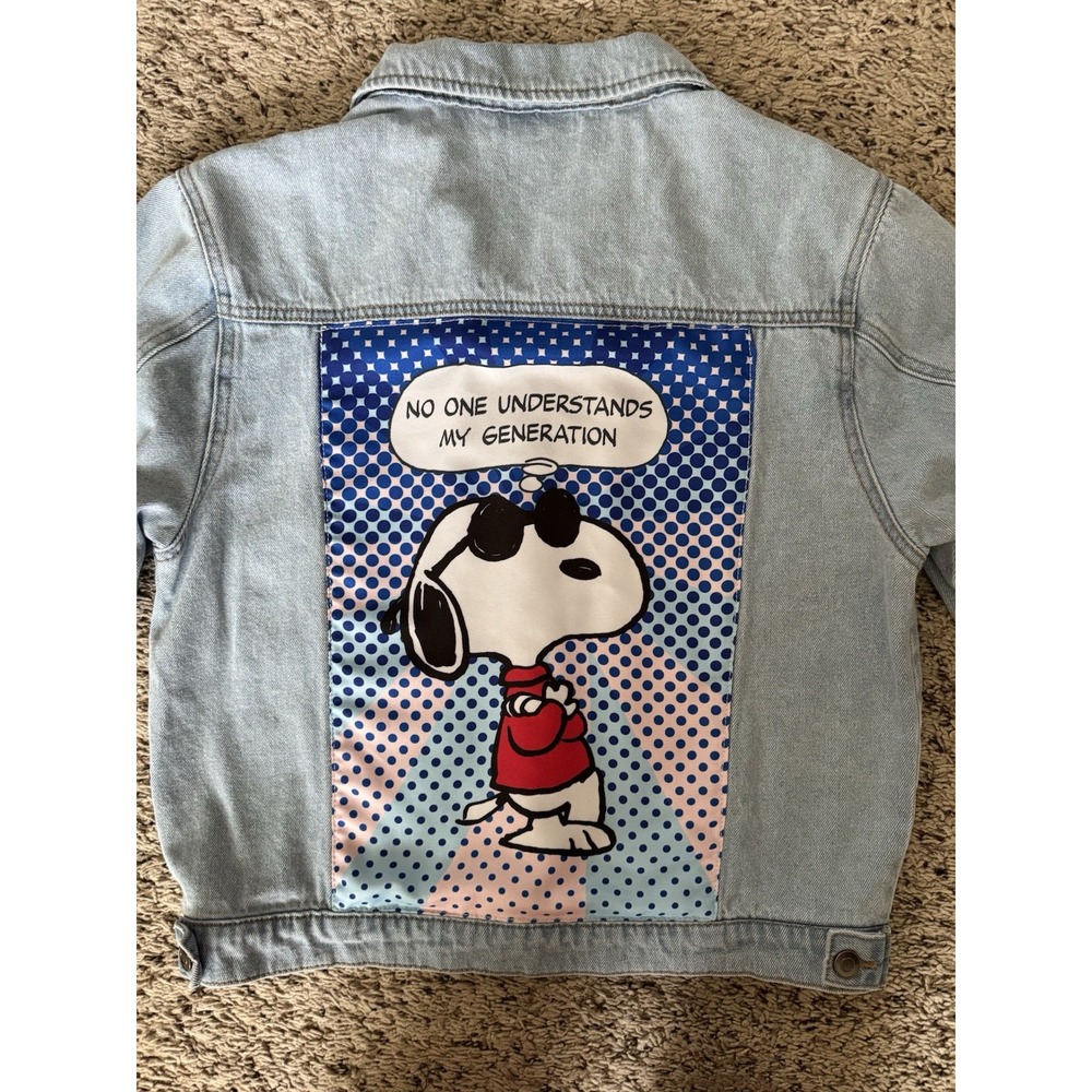 Peanuts Snoopy Denim Trucker Jacket "No One Understands My Generation" Kids 10